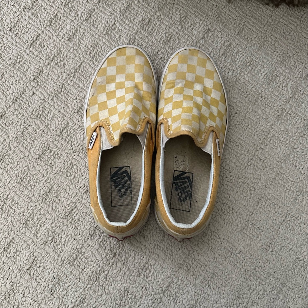 Vans  Yellow Checkered Slip-On Shoes
